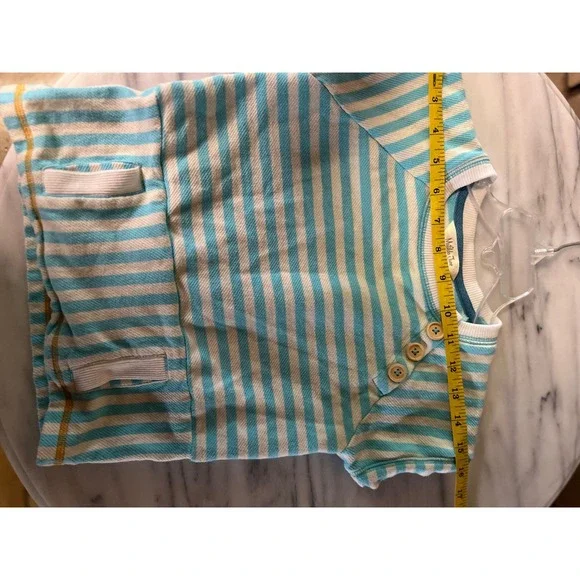 Matilda Jane Striped Pocket‎ Tunic Top Wooden Buttons Girls Size 4 Turquoise - Picture 6 of 6